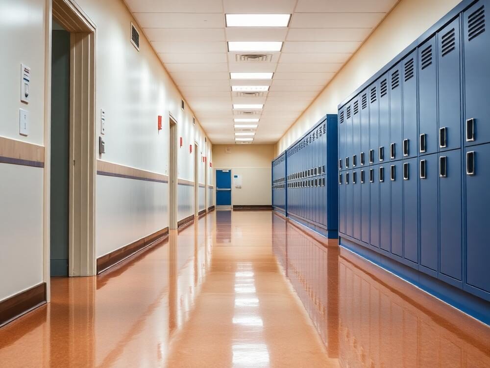 School corridor after a summer refinish